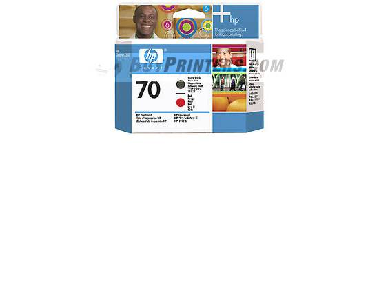 HP #70 Matte Black & Red Printhead